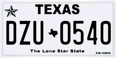TX license plate DZU0540