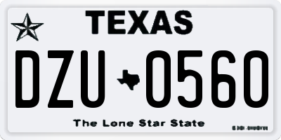 TX license plate DZU0560