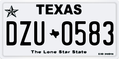 TX license plate DZU0583
