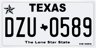 TX license plate DZU0589