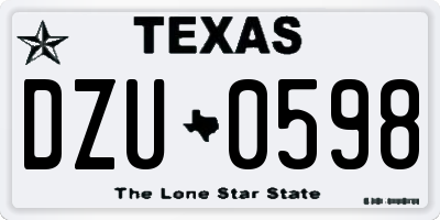 TX license plate DZU0598