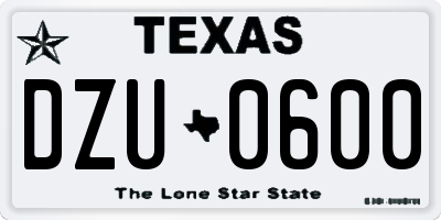TX license plate DZU0600