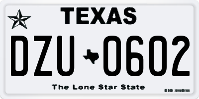 TX license plate DZU0602