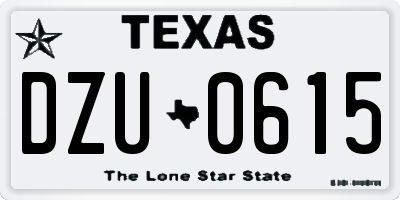TX license plate DZU0615