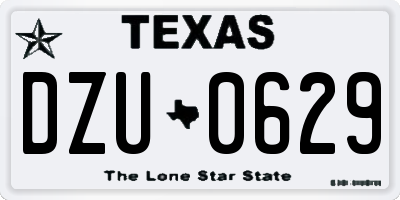 TX license plate DZU0629
