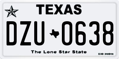 TX license plate DZU0638