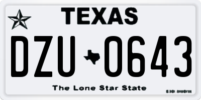 TX license plate DZU0643