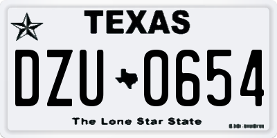 TX license plate DZU0654