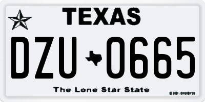 TX license plate DZU0665