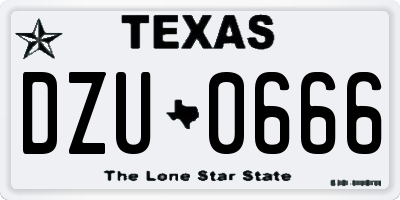 TX license plate DZU0666