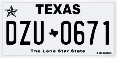 TX license plate DZU0671