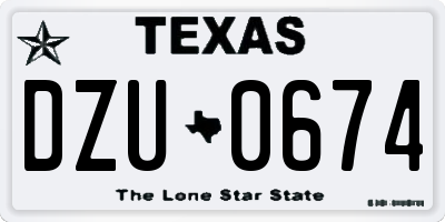 TX license plate DZU0674