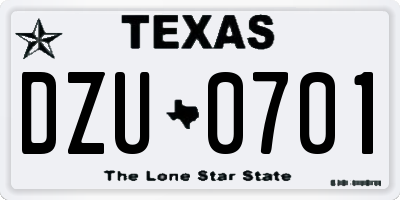 TX license plate DZU0701