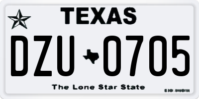 TX license plate DZU0705