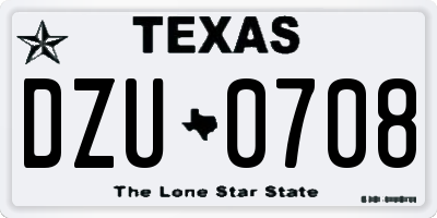 TX license plate DZU0708
