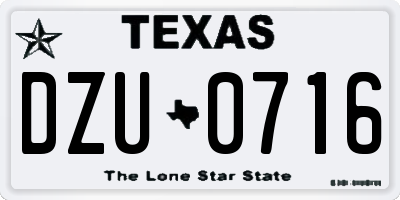 TX license plate DZU0716