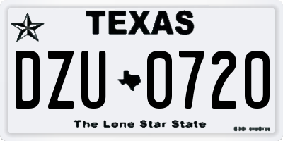 TX license plate DZU0720