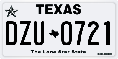 TX license plate DZU0721