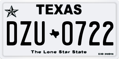 TX license plate DZU0722