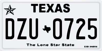 TX license plate DZU0725