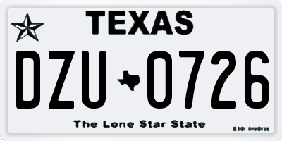 TX license plate DZU0726