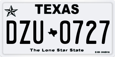 TX license plate DZU0727
