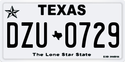 TX license plate DZU0729