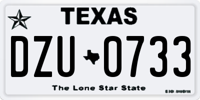 TX license plate DZU0733