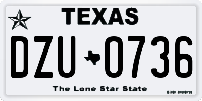 TX license plate DZU0736