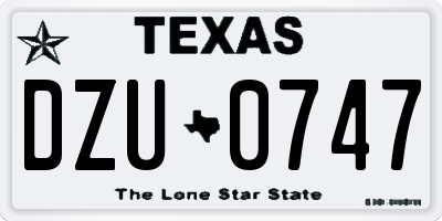 TX license plate DZU0747