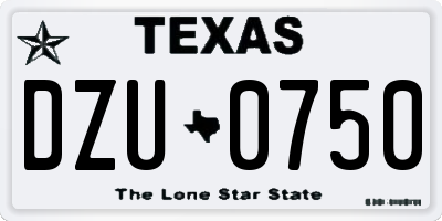 TX license plate DZU0750