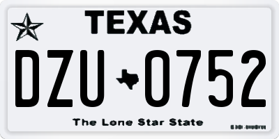 TX license plate DZU0752