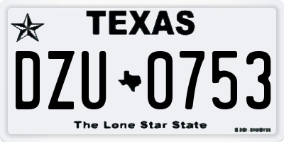 TX license plate DZU0753