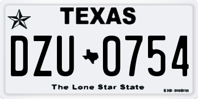 TX license plate DZU0754