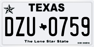 TX license plate DZU0759