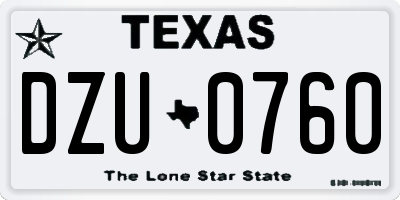TX license plate DZU0760
