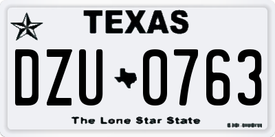 TX license plate DZU0763