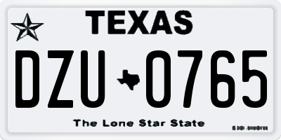 TX license plate DZU0765