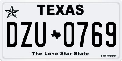 TX license plate DZU0769