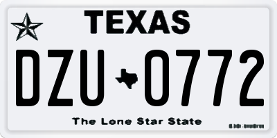 TX license plate DZU0772
