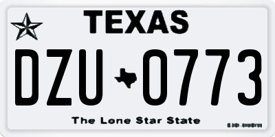 TX license plate DZU0773