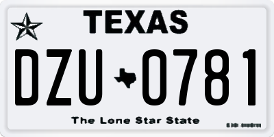 TX license plate DZU0781