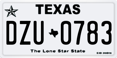 TX license plate DZU0783