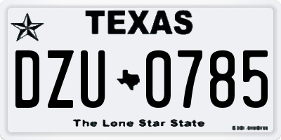 TX license plate DZU0785