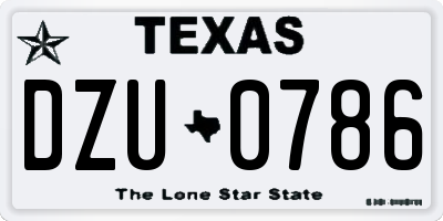 TX license plate DZU0786