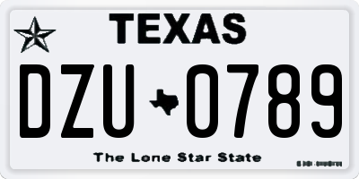 TX license plate DZU0789