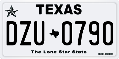 TX license plate DZU0790