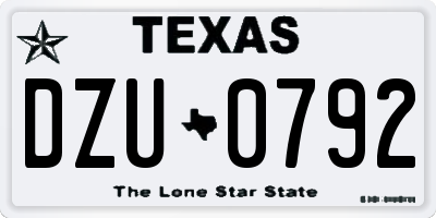 TX license plate DZU0792