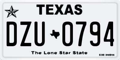 TX license plate DZU0794