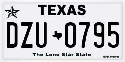 TX license plate DZU0795